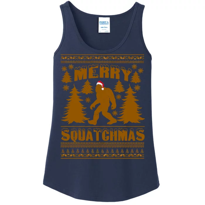 Merry Squatchmas Ugly Christmas Sweater Ladies Essential Tank