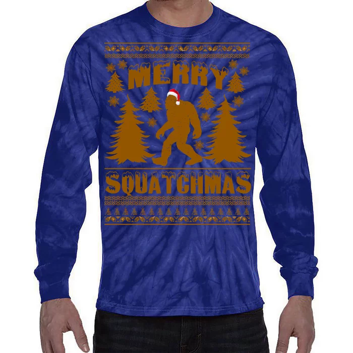 Merry Squatchmas Ugly Christmas Sweater Tie-Dye Long Sleeve Shirt