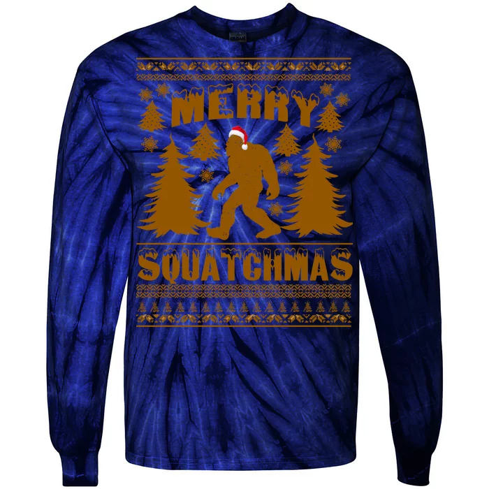 Merry Squatchmas Ugly Christmas Sweater Tie-Dye Long Sleeve Shirt