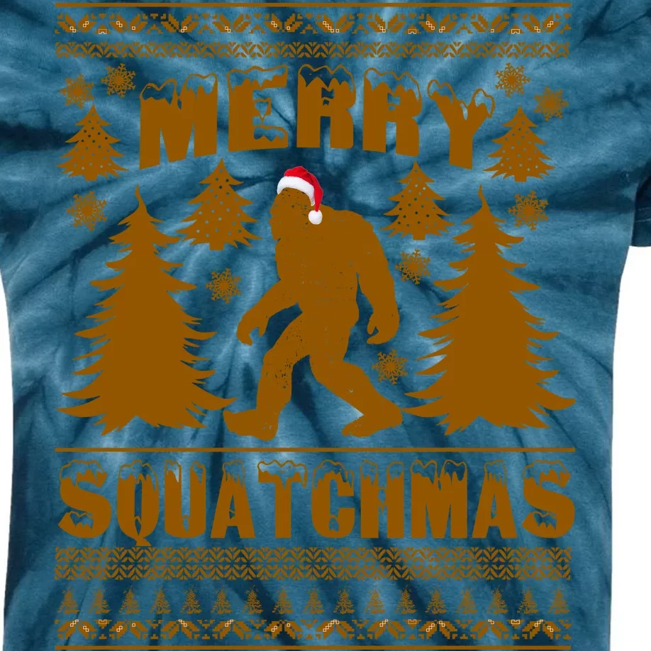 Merry Squatchmas Ugly Christmas Sweater Kids Tie-Dye T-Shirt