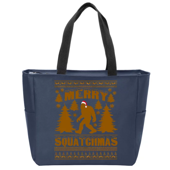 Merry Squatchmas Ugly Christmas Sweater Zip Tote Bag