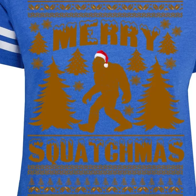 Merry Squatchmas Ugly Christmas Sweater Enza Ladies Jersey Football T-Shirt