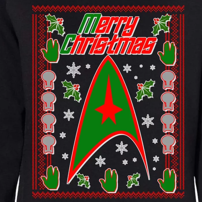 Merry Starfleet Christmas Ugly Sweater Womens California Wash Sweatshirt