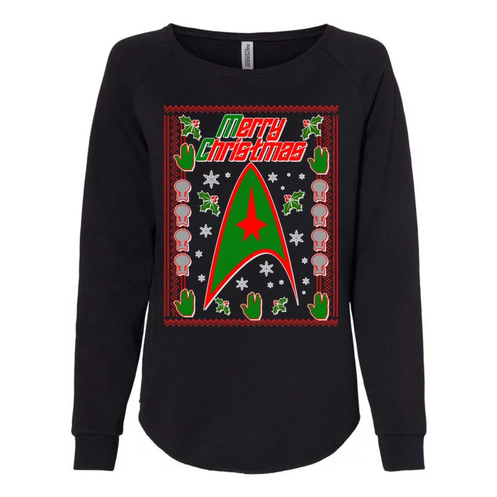 Merry Starfleet Christmas Ugly Sweater Womens California Wash Sweatshirt