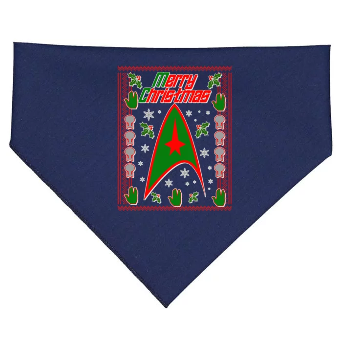 Merry Starfleet Christmas Ugly Sweater USA-Made Doggie Bandana