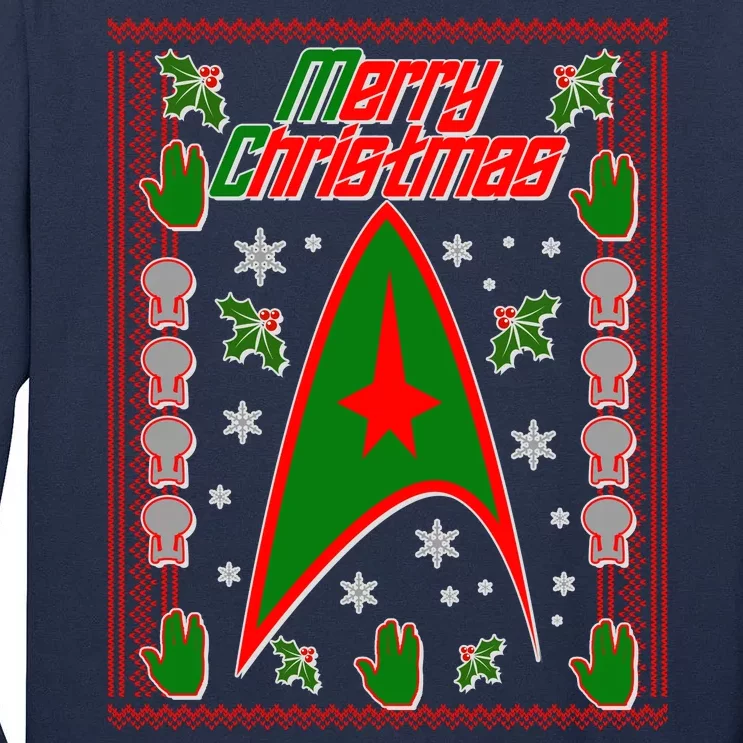 Merry Starfleet Christmas Ugly Sweater Tall Long Sleeve T-Shirt