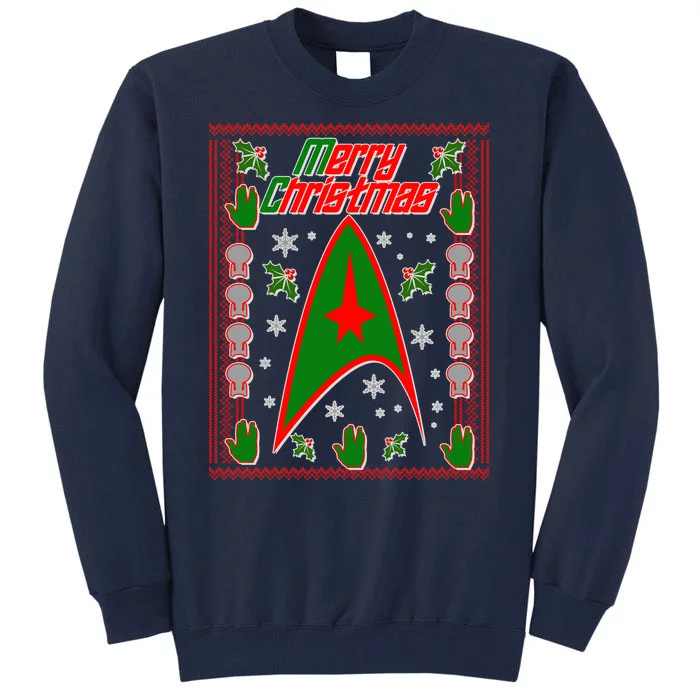 Merry Starfleet Christmas Ugly Sweater Tall Sweatshirt