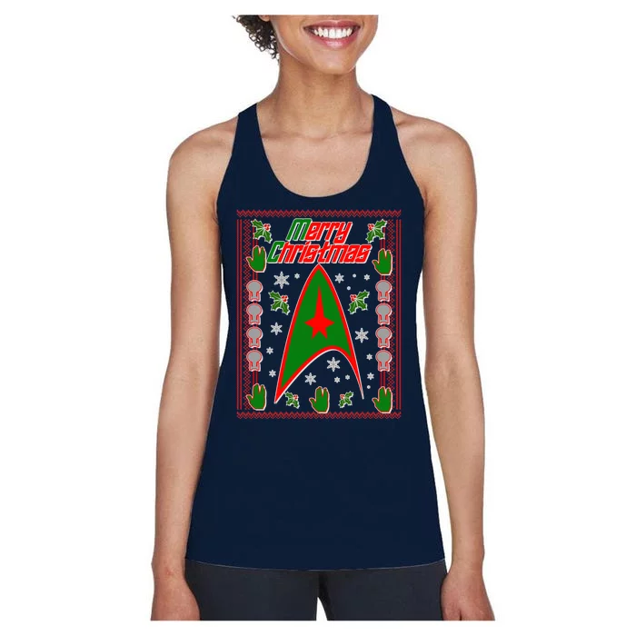 Merry Starfleet Christmas Ugly Sweater Women's Racerback Tank