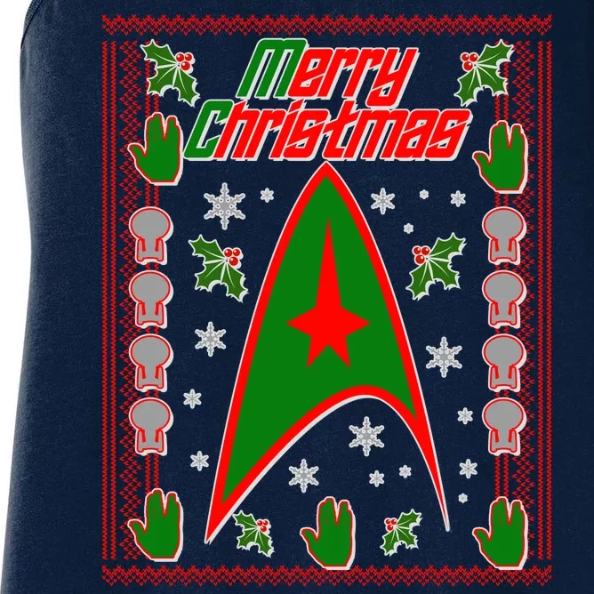 Merry Starfleet Christmas Ugly Sweater Women's Racerback Tank