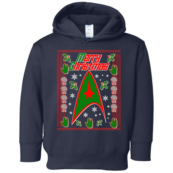 Merry Starfleet Christmas Ugly Sweater Toddler Hoodie