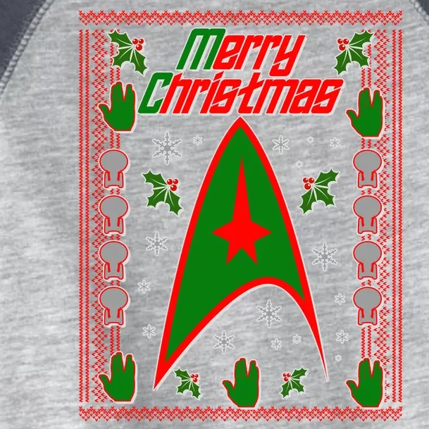 Merry Starfleet Christmas Ugly Sweater Toddler Fine Jersey T-Shirt