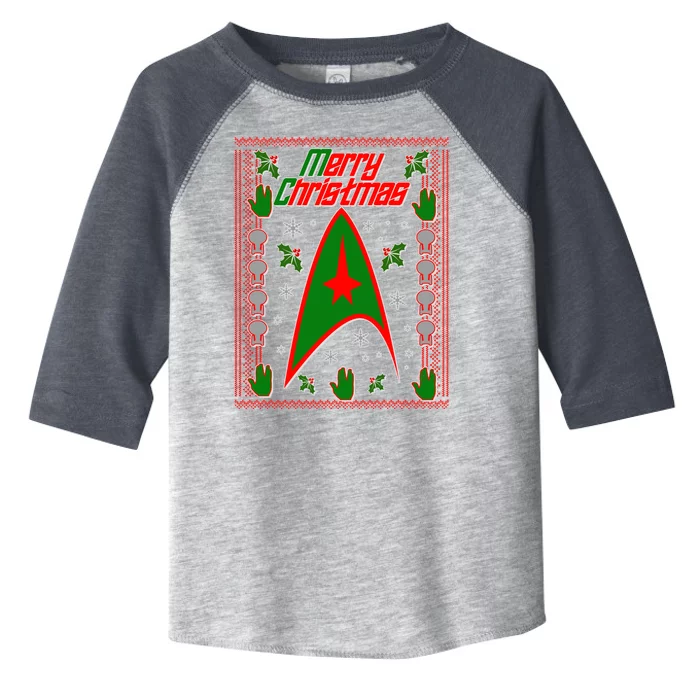 Merry Starfleet Christmas Ugly Sweater Toddler Fine Jersey T-Shirt