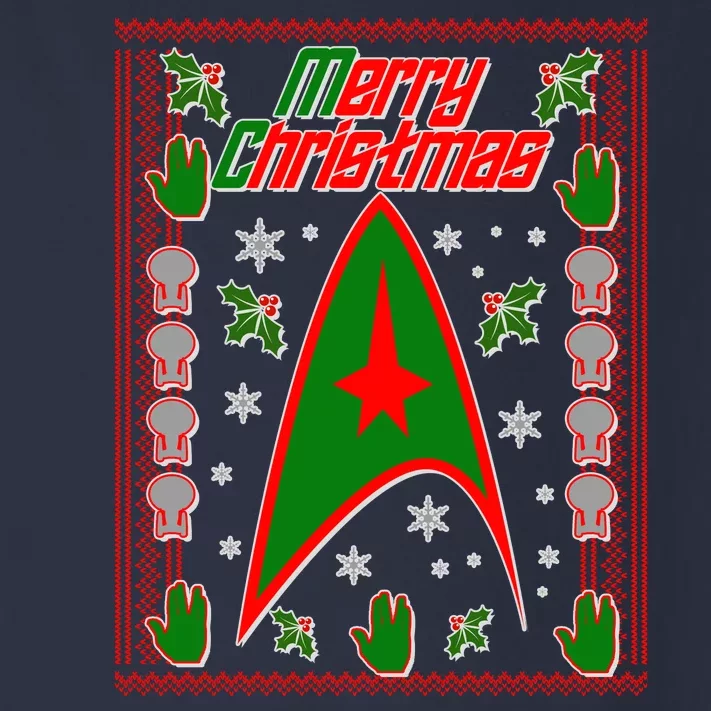 Merry Starfleet Christmas Ugly Sweater Toddler Long Sleeve Shirt