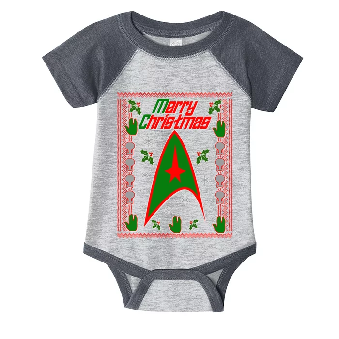 Merry Starfleet Christmas Ugly Sweater Infant Baby Jersey Bodysuit