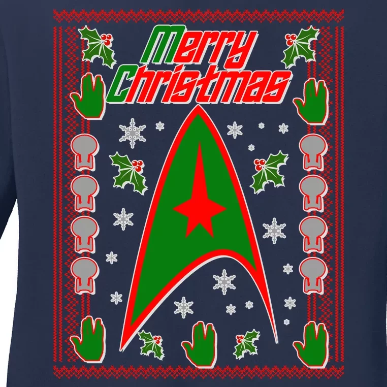 Merry Starfleet Christmas Ugly Sweater Ladies Long Sleeve Shirt