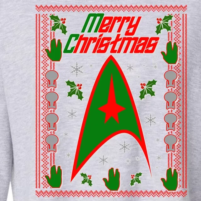 Merry Starfleet Christmas Ugly Sweater Cropped Pullover Crew