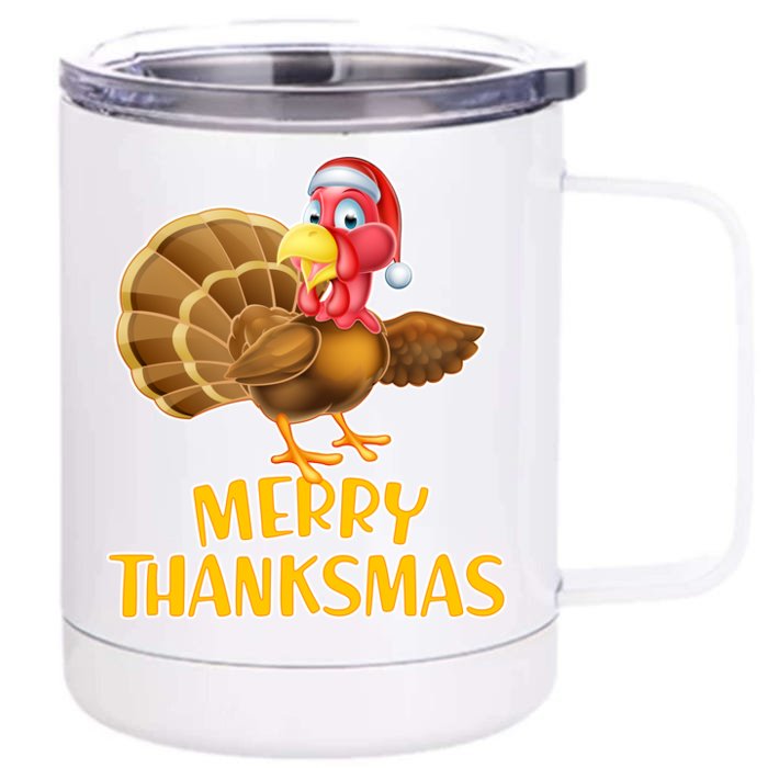 Merry Thanksmas Turkey Front & Back 12oz Stainless Steel Tumbler Cup