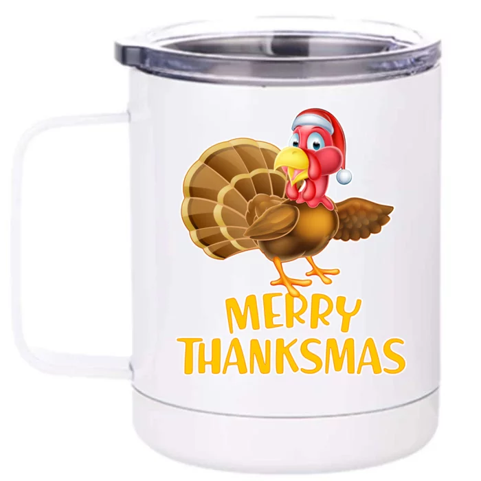 Merry Thanksmas Turkey Front & Back 12oz Stainless Steel Tumbler Cup