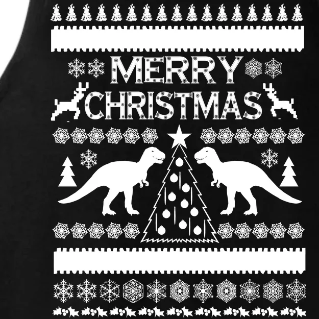 Merry Ugly Christmas T-Rex Sweater Ladies Tri-Blend Wicking Tank