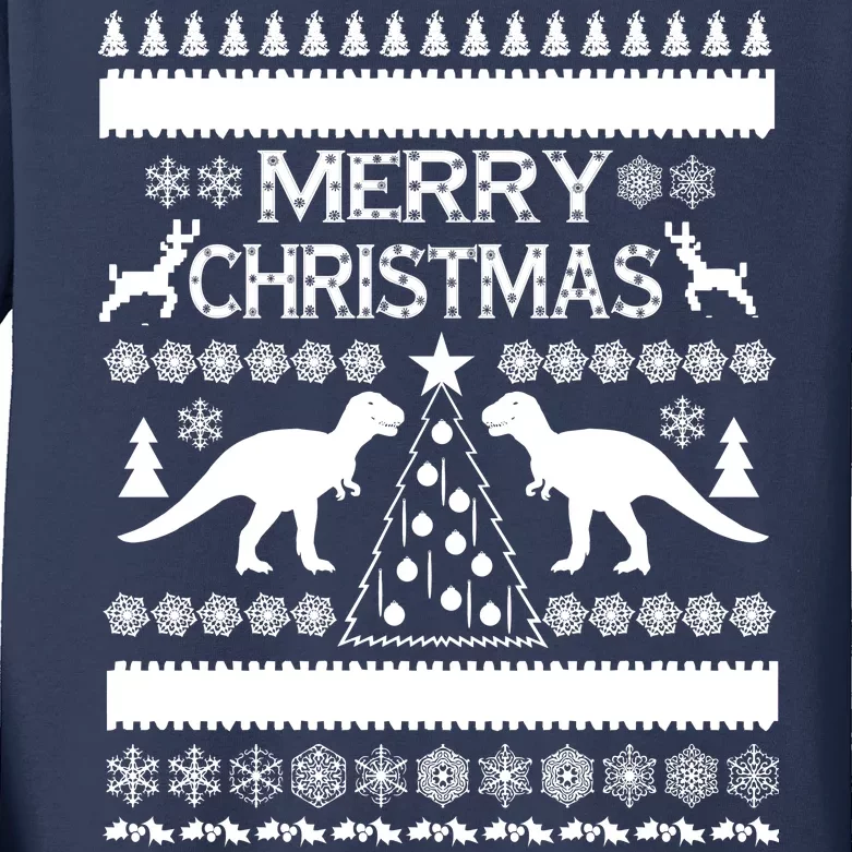 Merry Ugly Christmas T-Rex Sweater Kids Long Sleeve Shirt