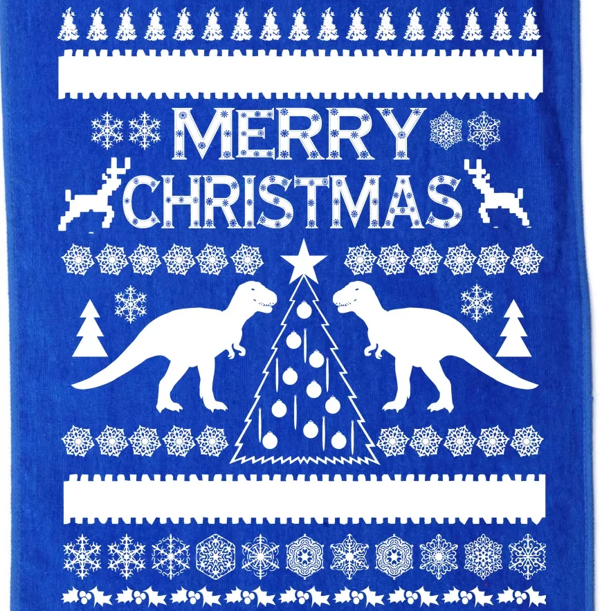 Merry Ugly Christmas T-Rex Sweater Platinum Collection Golf Towel