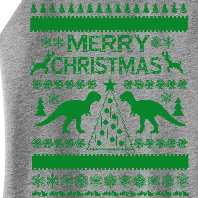 Merry Ugly Christmas T-Rex Sweater Women’s Perfect Tri Rocker Tank