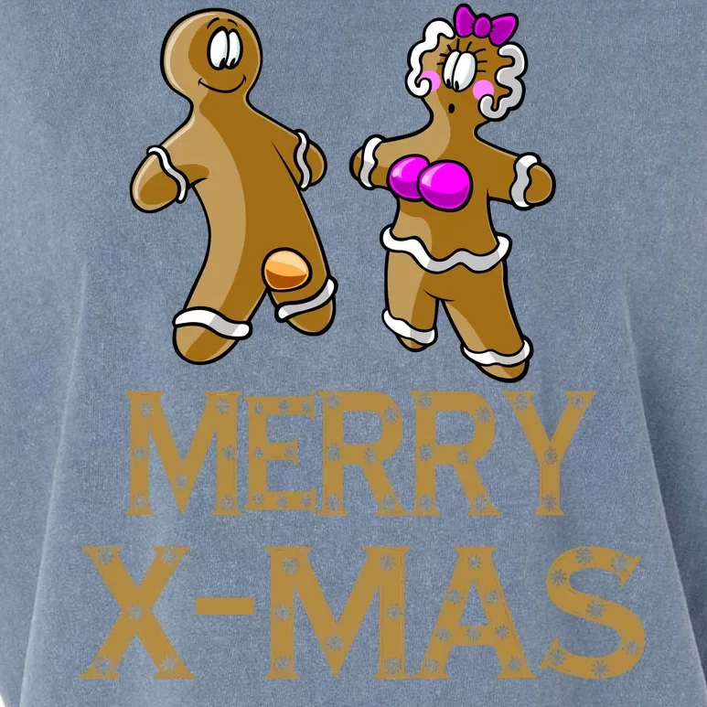 Merry X-Mas Funny Gingerbread Couple Garment-Dyed Women's Muscle Tee