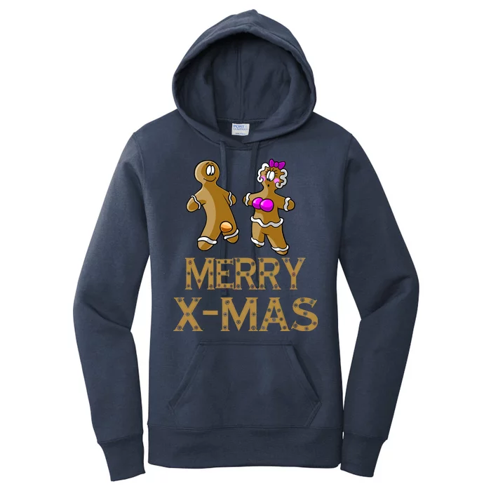 Merry X-Mas Funny Gingerbread Couple Women's Pullover Hoodie