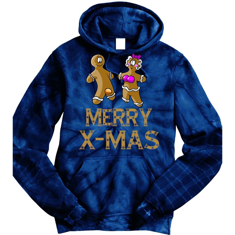 Merry X-Mas Funny Gingerbread Couple Tie Dye Hoodie