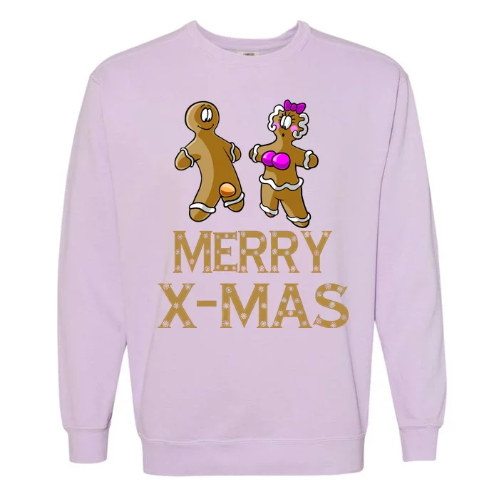 Merry X-Mas Funny Gingerbread Couple Garment-Dyed Sweatshirt