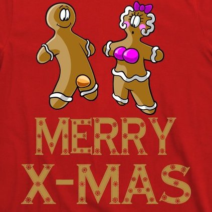 Merry X-Mas Funny Gingerbread Couple T-Shirt
