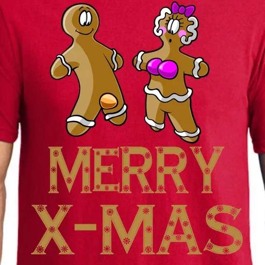 Merry X-Mas Funny Gingerbread Couple Pajama Set