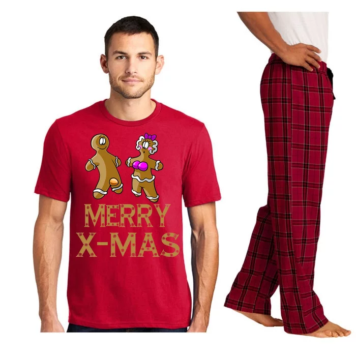 Merry X-Mas Funny Gingerbread Couple Pajama Set