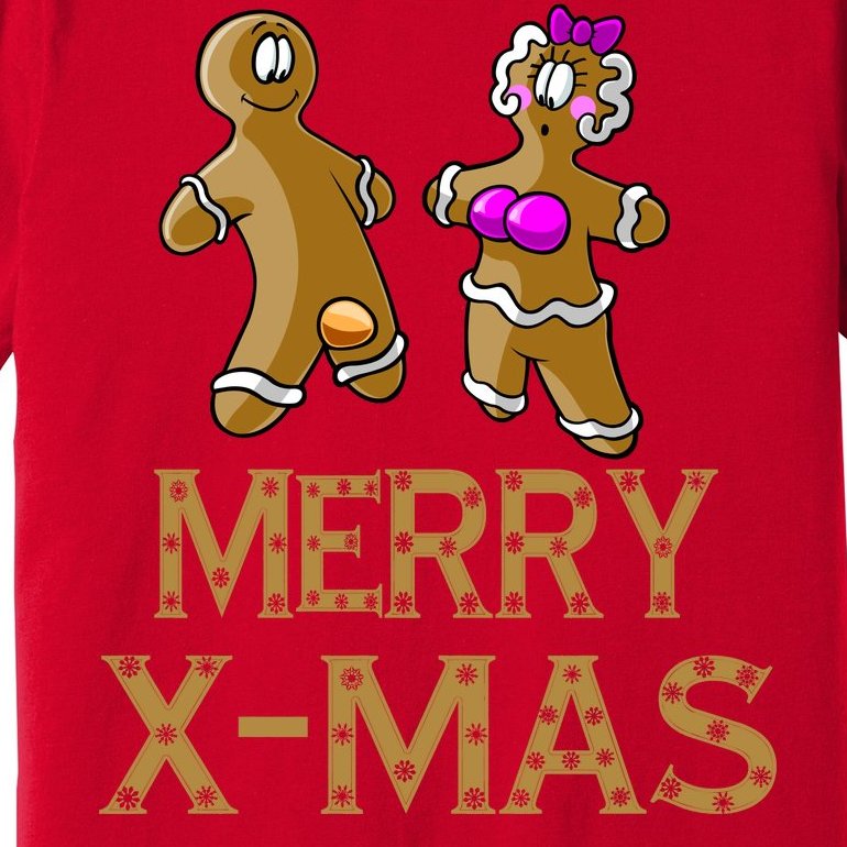 Merry X-Mas Funny Gingerbread Couple Premium T-Shirt