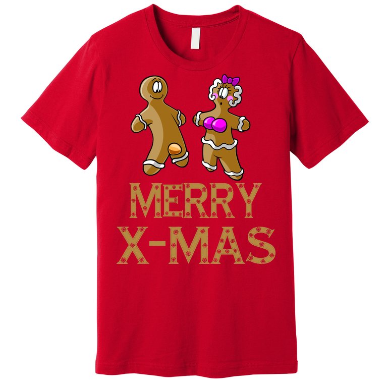 Merry X-Mas Funny Gingerbread Couple Premium T-Shirt
