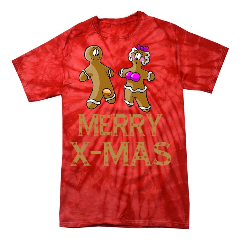 Merry X-Mas Funny Gingerbread Couple Tie-Dye T-Shirt