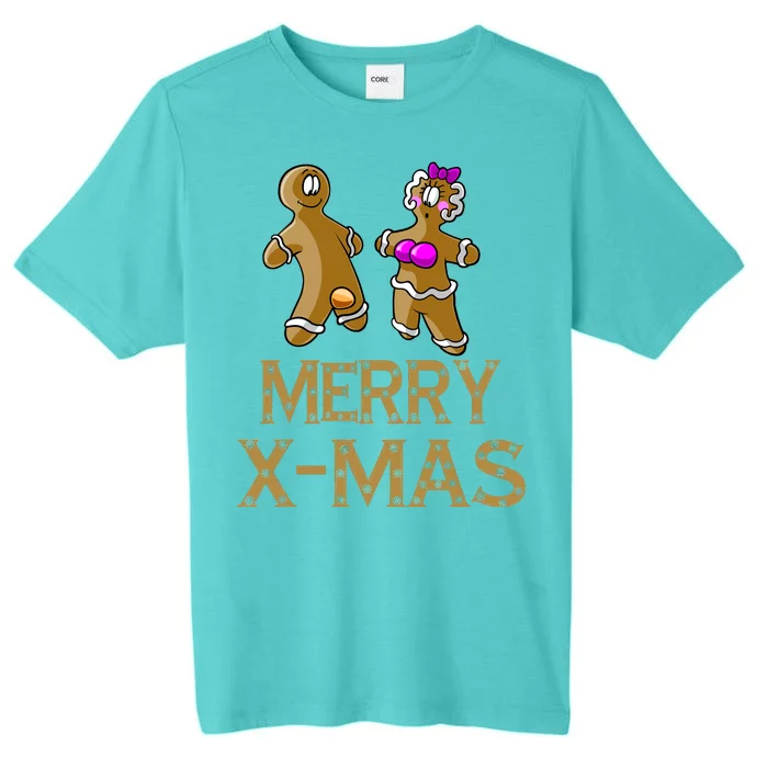 Merry X-Mas Funny Gingerbread Couple ChromaSoft Performance T-Shirt