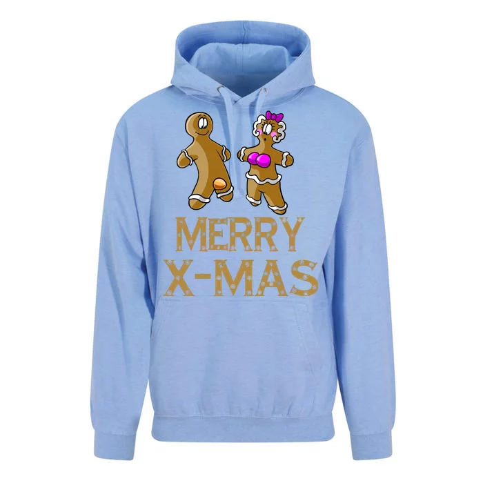 Merry X-Mas Funny Gingerbread Couple Unisex Surf Hoodie