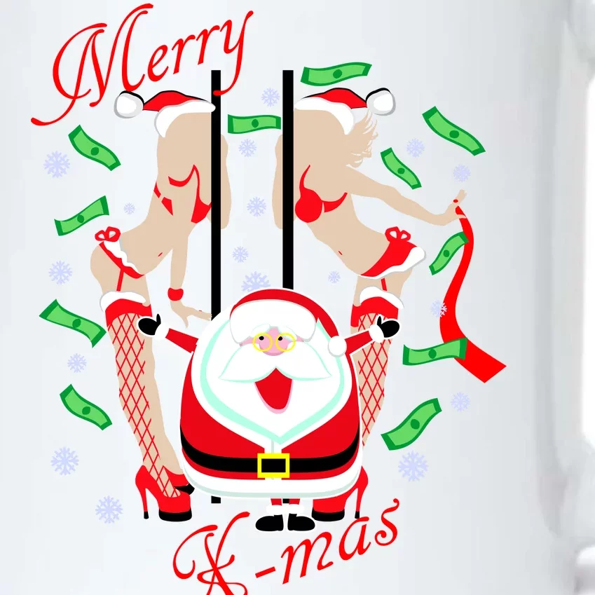 Merry X-Mas Santa's Little Strippers Black Color Changing Mug