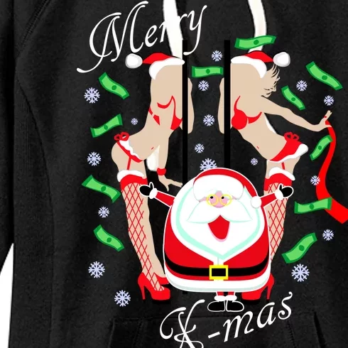 Merry X-Mas Santa's Little Strippers Women's Fleece Hoodie