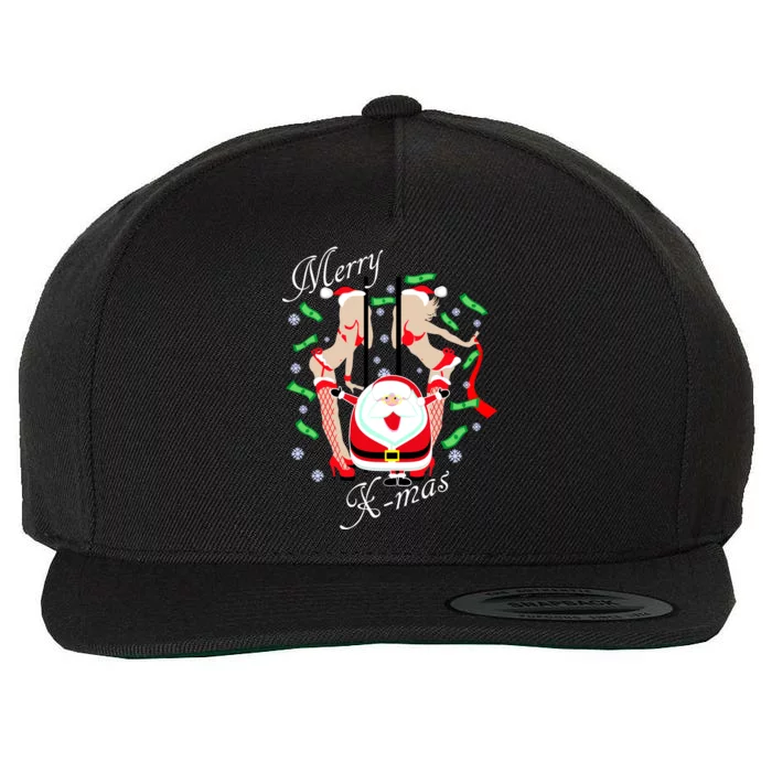 Merry X-Mas Santa's Little Strippers Wool Snapback Cap