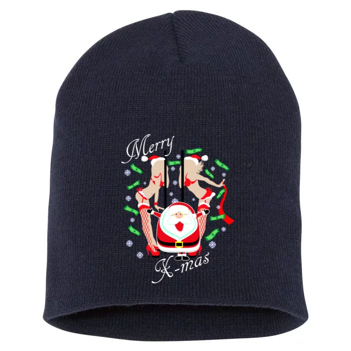 Merry X-Mas Santa's Little Strippers Short Acrylic Beanie