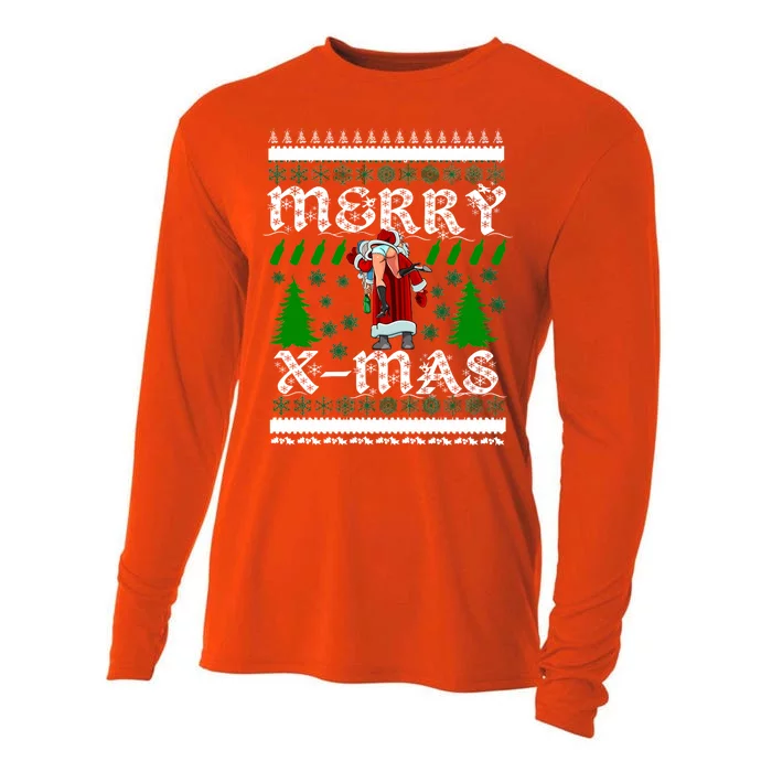 Merry X-Mas Ugly Christmas Sweater Cooling Performance Long Sleeve Crew