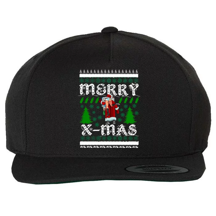 Merry X-Mas Ugly Christmas Sweater Wool Snapback Cap