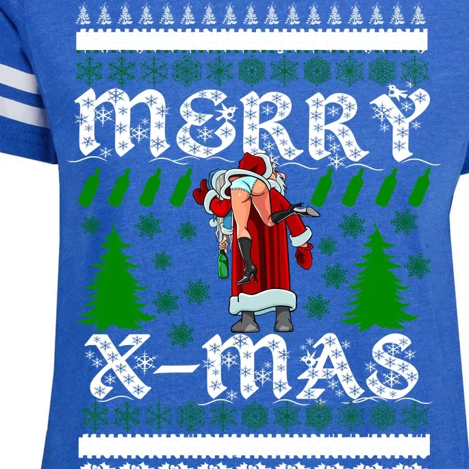 Merry X-Mas Ugly Christmas Sweater Enza Ladies Jersey Football T-Shirt