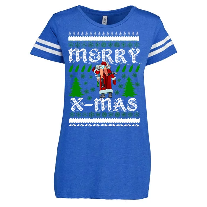 Merry X-Mas Ugly Christmas Sweater Enza Ladies Jersey Football T-Shirt