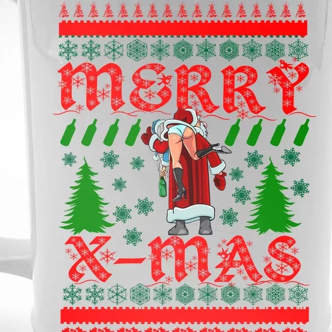 Merry X-Mas Ugly Christmas Sweater Front & Back Beer Stein