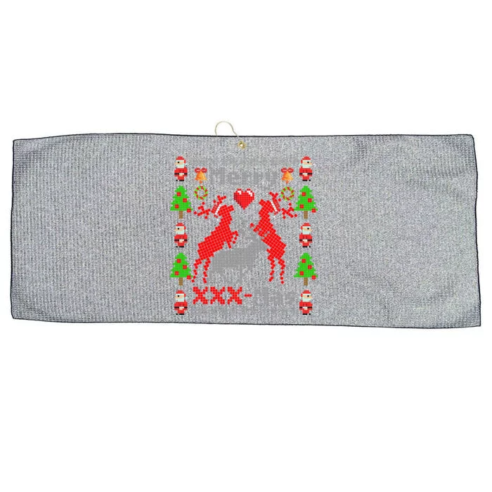 Merry XXXX-Mas Ugly Christmas Sweater Large Microfiber Waffle Golf Towel