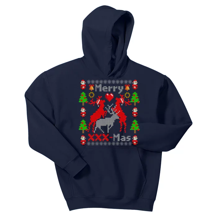 Merry XXXX-Mas Ugly Christmas Sweater Kids Hoodie