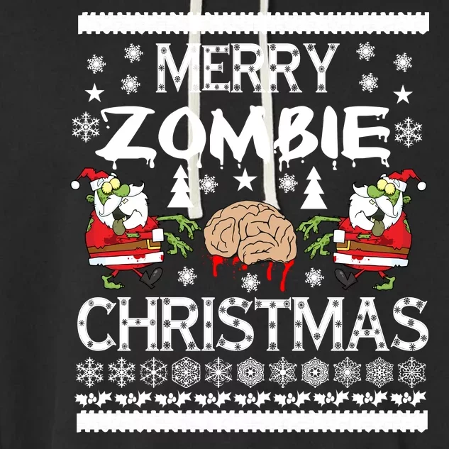 Merry Zombie Ugly Christmas Sweater Garment-Dyed Fleece Hoodie